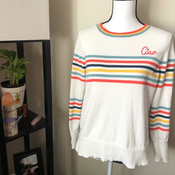 Tru Ciao White Striped Sweater 